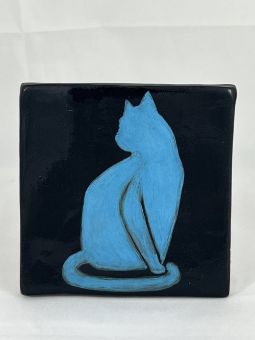 Cat Black Background on Ceramic Tile